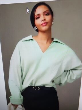 PILCRO ANTHROPOLOGIE JOHNNY COLLAR PALE GREEN OVERSIZED SWEATERSHIRT SZ M